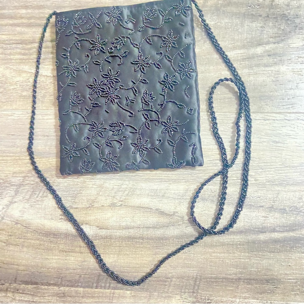 Talbots Beaded Black Crossbody Bag with Sleek Design - Picture 10 of 12